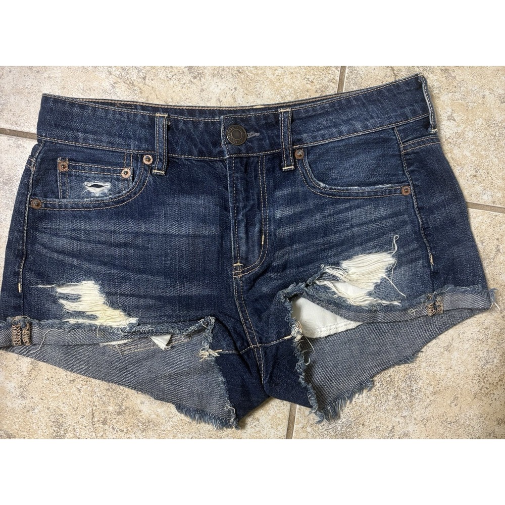 NWOT American Eagle Distressed Denim Cutoff Shorts Women's Size 0 Blue Ripped
